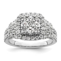 14K White Gold 1.50 Carat Lab Grown Diamond VS SI+ G+ Complete Cluster Engagement Ring view 1