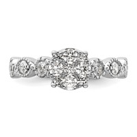 14K White Gold 0.75 Carat Lab Grown Diamond VS SI+ G+ Complete Cluster Engagement Ring view 4