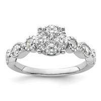 14K White Gold 0.75 Carat Lab Grown Diamond VS SI+ G+ Complete Cluster Engagement Ring view 1