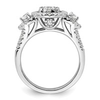 14K White Gold 1 Carat Lab Grown Diamond VS SI+ G+ Complete Cluster Engagement Ring view 2