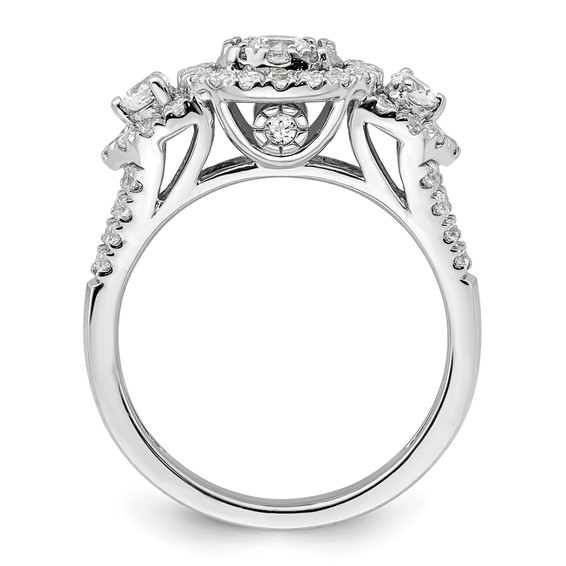 14k White Gold 1 carat Lab Grown Diamond VS/SI+ G+ Complete Cluster Engagement Ring