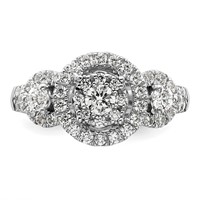 14K White Gold 1 Carat Lab Grown Diamond VS SI+ G+ Complete Cluster Engagement Ring view 4
