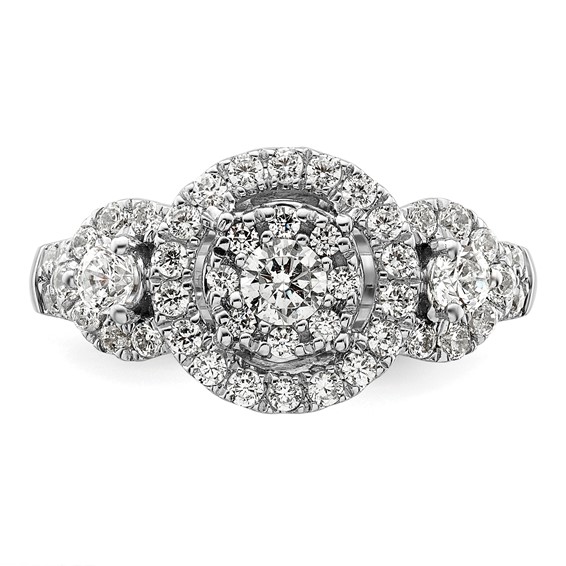 14k White Gold 1 carat Lab Grown Diamond VS/SI+ G+ Complete Cluster Engagement Ring