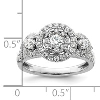 14K White Gold 1 Carat Lab Grown Diamond VS SI+ G+ Complete Cluster Engagement Ring view 5