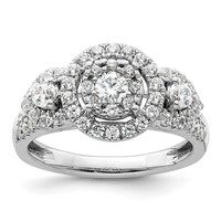 14K White Gold 1 Carat Lab Grown Diamond VS SI+ G+ Complete Cluster Engagement Ring view 1