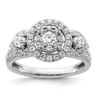 14k White Gold 1 carat Lab Grown Diamond VS/SI+ G+ Complete Cluster Engagement Ring