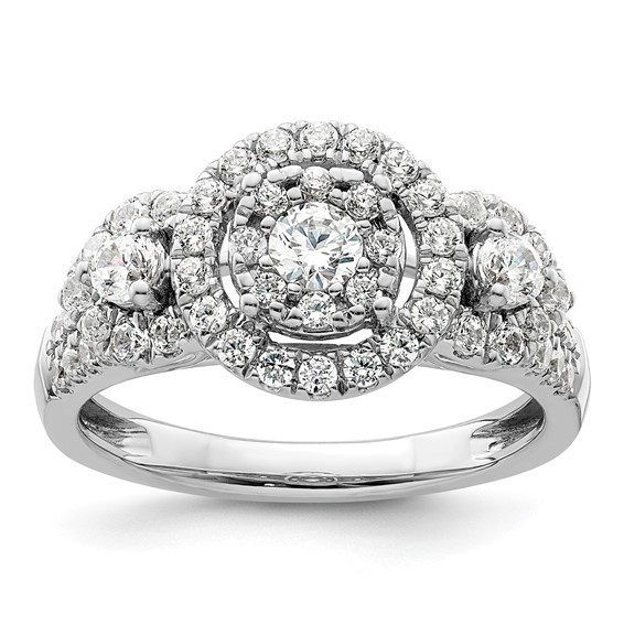 14k White Gold 1 carat Lab Grown Diamond VS/SI+ G+ Complete Cluster Engagement Ring