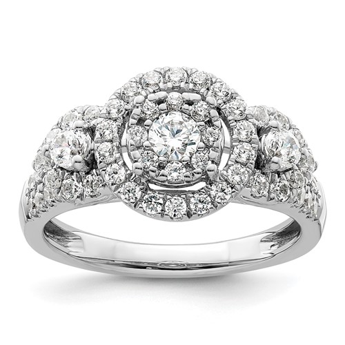 14K White Gold 1 Carat Lab Grown Diamond VS SI+ G+ Complete Cluster Engagement Ring