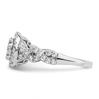 14K White Gold 1 Carat Lab Grown Diamond VS SI+ G+ Complete Cluster Engagement Ring view 3
