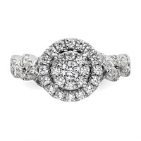 14K White Gold 1 Carat Lab Grown Diamond VS SI+ G+ Complete Cluster Engagement Ring view 4