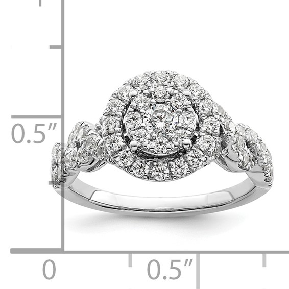 14k White Gold 1 carat Lab Grown Diamond VS/SI+ G+ Complete Cluster Engagement Ring
