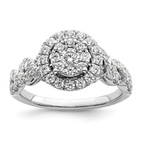14K White Gold 1 Carat Lab Grown Diamond VS SI+ G+ Complete Cluster Engagement Ring view 1
