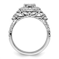 14K White Gold 1 Carat Lab Grown Diamond VS SI+ G+ Complete Cluster Engagement Ring view 2