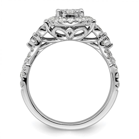 14k White Gold 1 carat Lab Grown Diamond VS/SI+ G+ Complete Cluster Engagement Ring