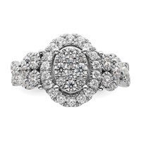 14K White Gold 1 Carat Lab Grown Diamond VS SI+ G+ Complete Cluster Engagement Ring view 4