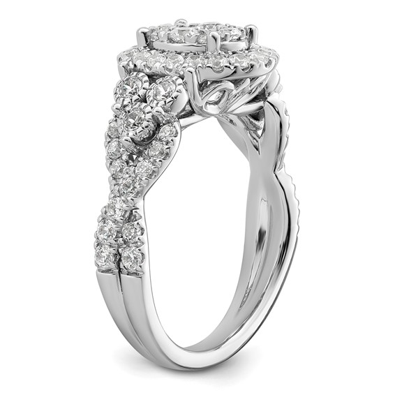 14k White Gold 1 carat Lab Grown Diamond VS/SI+ G+ Complete Cluster Engagement Ring