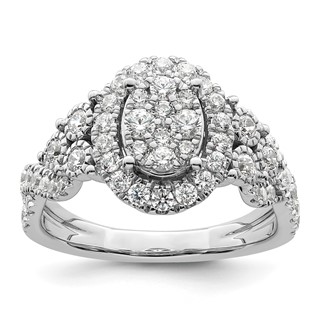 14k White Gold 1 carat Lab Grown Diamond VS/SI+ G+ Complete Cluster Engagement Ring