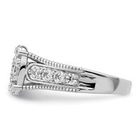 14K White Gold 1 Carat Lab Grown Diamond VS SI+ G+ Complete Cluster Engagement Ring view 3
