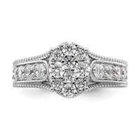 14K White Gold 1 Carat Lab Grown Diamond VS SI+ G+ Complete Cluster Engagement Ring view 4