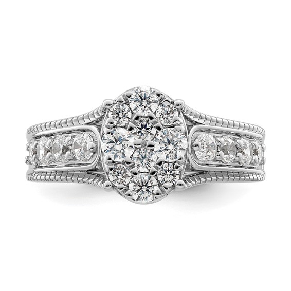 14k White Gold 1 carat Lab Grown Diamond VS/SI+ G+ Complete Cluster Engagement Ring