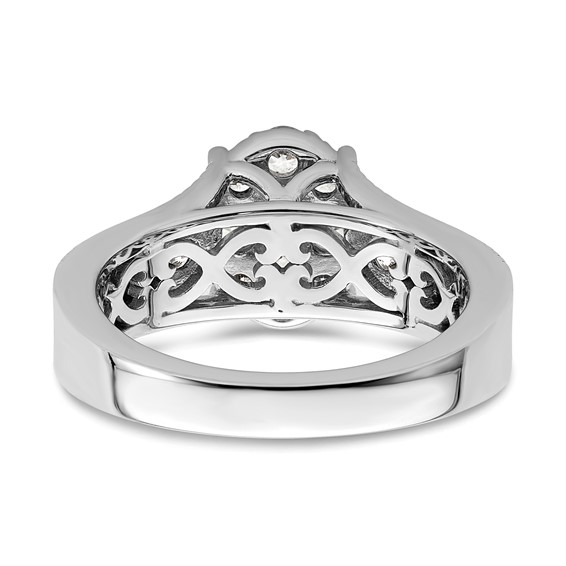 14k White Gold 1 carat Lab Grown Diamond VS/SI+ G+ Complete Cluster Engagement Ring