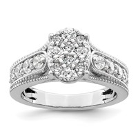 14K White Gold 1 Carat Lab Grown Diamond VS SI+ G+ Complete Cluster Engagement Ring view 1