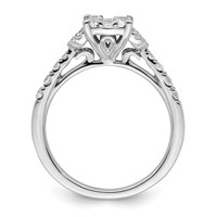 14K White Gold 0.75 Carat Lab Grown Diamond VS SI+ G+ Complete Cluster Engagement Ring view 2