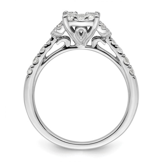 14k White Gold 3/4 carat Lab Grown Diamond VS/SI+ G+ Complete Cluster Engagement Ring