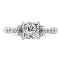 14K White Gold 0.75 Carat Lab Grown Diamond VS SI+ G+ Complete Cluster Engagement Ring view 4