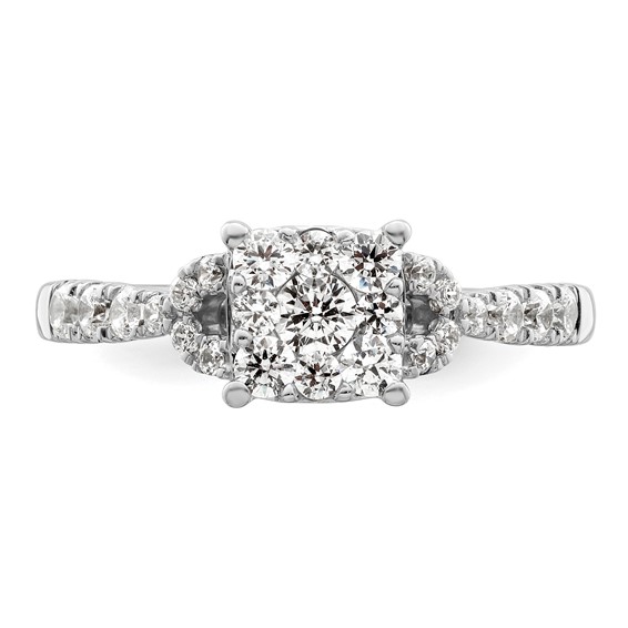 14k White Gold 3/4 carat Lab Grown Diamond VS/SI+ G+ Complete Cluster Engagement Ring
