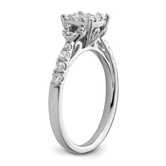 14k White Gold 3/4 carat Lab Grown Diamond VS/SI+ G+ Complete Cluster Engagement Ring