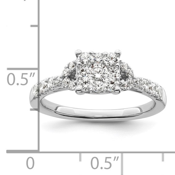 14k White Gold 3/4 carat Lab Grown Diamond VS/SI+ G+ Complete Cluster Engagement Ring