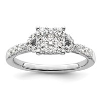 14K White Gold 0.75 Carat Lab Grown Diamond VS SI+ G+ Complete Cluster Engagement Ring view 1