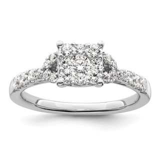 14k White Gold 3/4 carat Lab Grown Diamond VS/SI+ G+ Complete Cluster Engagement Ring