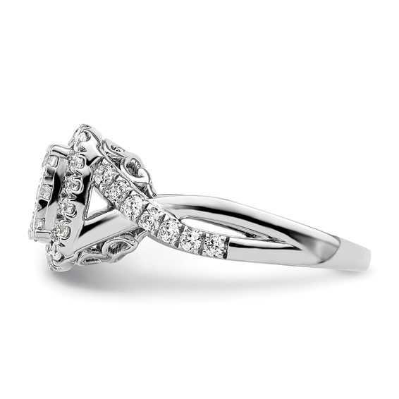 14k White Gold 1 carat Lab Grown Diamond VS/SI+ G+ Complete Cluster Engagement Ring