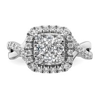 14K White Gold 1 Carat Lab Grown Diamond VS SI+ G+ Complete Cluster Engagement Ring view 4