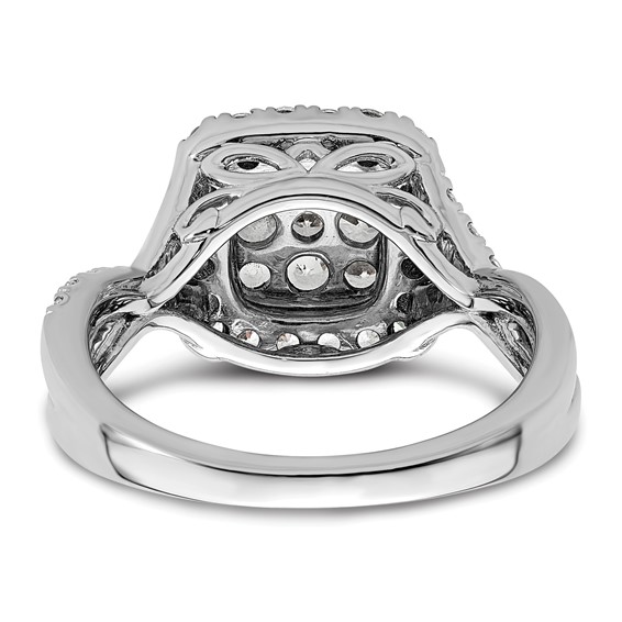 14k White Gold 1 carat Lab Grown Diamond VS/SI+ G+ Complete Cluster Engagement Ring