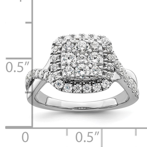14k White Gold 1 carat Lab Grown Diamond VS/SI+ G+ Complete Cluster Engagement Ring