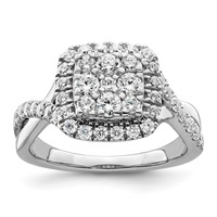 14K White Gold 1 Carat Lab Grown Diamond VS SI+ G+ Complete Cluster Engagement Ring view 1