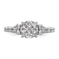 14K White Gold 1 Carat Lab Grown Diamond VS SI+ G+ Complete Cluster Engagement Ring view 4