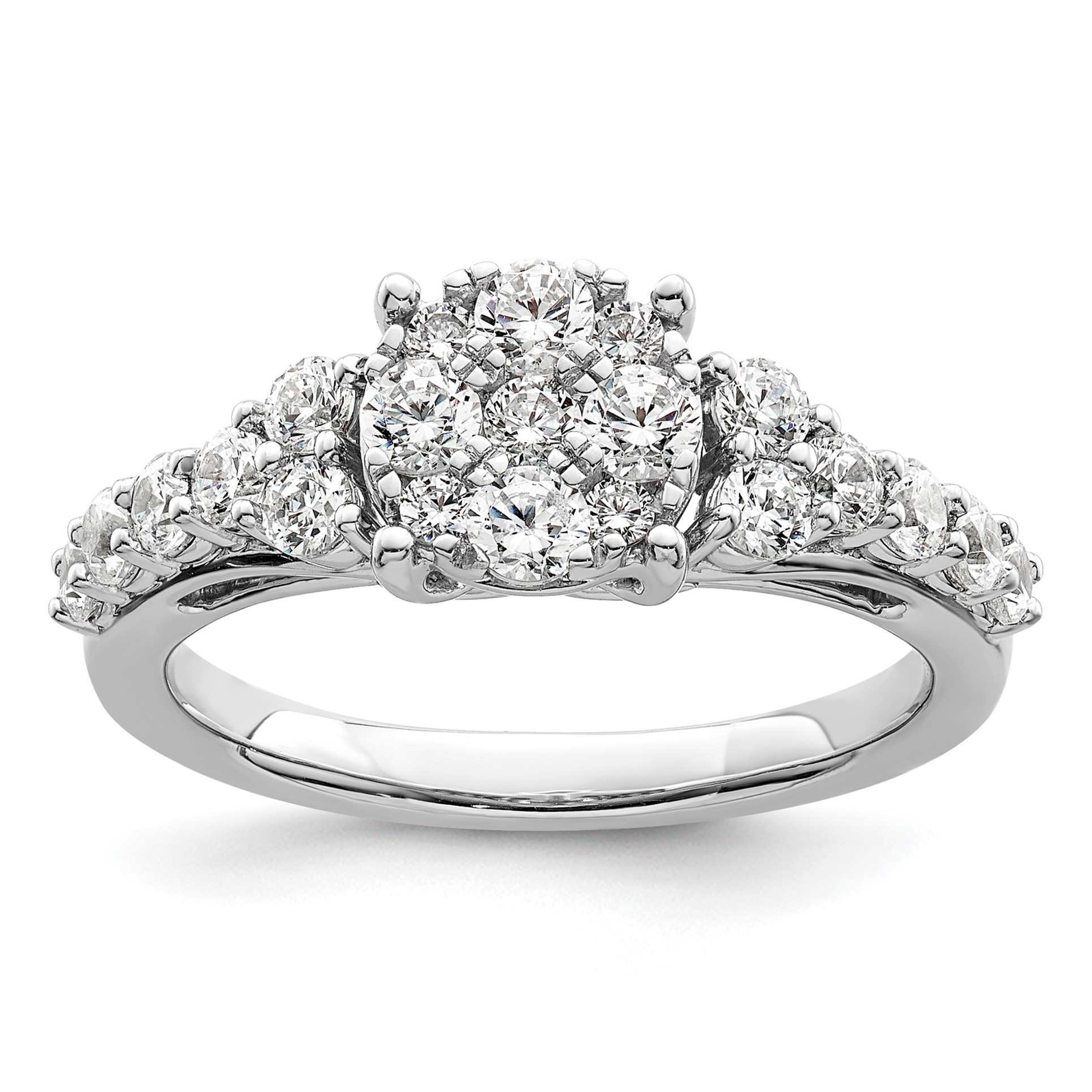 14k White Gold 1 carat Lab Grown Diamond VS/SI+ G+ Complete Cluster Engagement Ring (RM8837E-100-WLG)