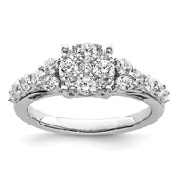 14K White Gold 1 Carat Lab Grown Diamond VS SI+ G+ Complete Cluster Engagement Ring view 1