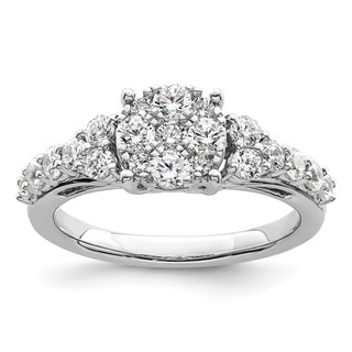14k White Gold 1 carat Lab Grown Diamond VS/SI+ G+ Complete Cluster Engagement Ring