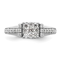 14K White Gold 0.75 Carat Lab Grown Diamond VS SI+ G+ Complete Cluster Engagement Ring view 4