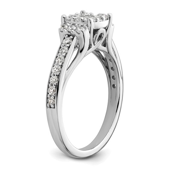 14k White Gold 3/4 carat Lab Grown Diamond VS/SI+ G+ Complete Cluster Engagement Ring