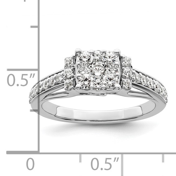 14k White Gold 3/4 carat Lab Grown Diamond VS/SI+ G+ Complete Cluster Engagement Ring