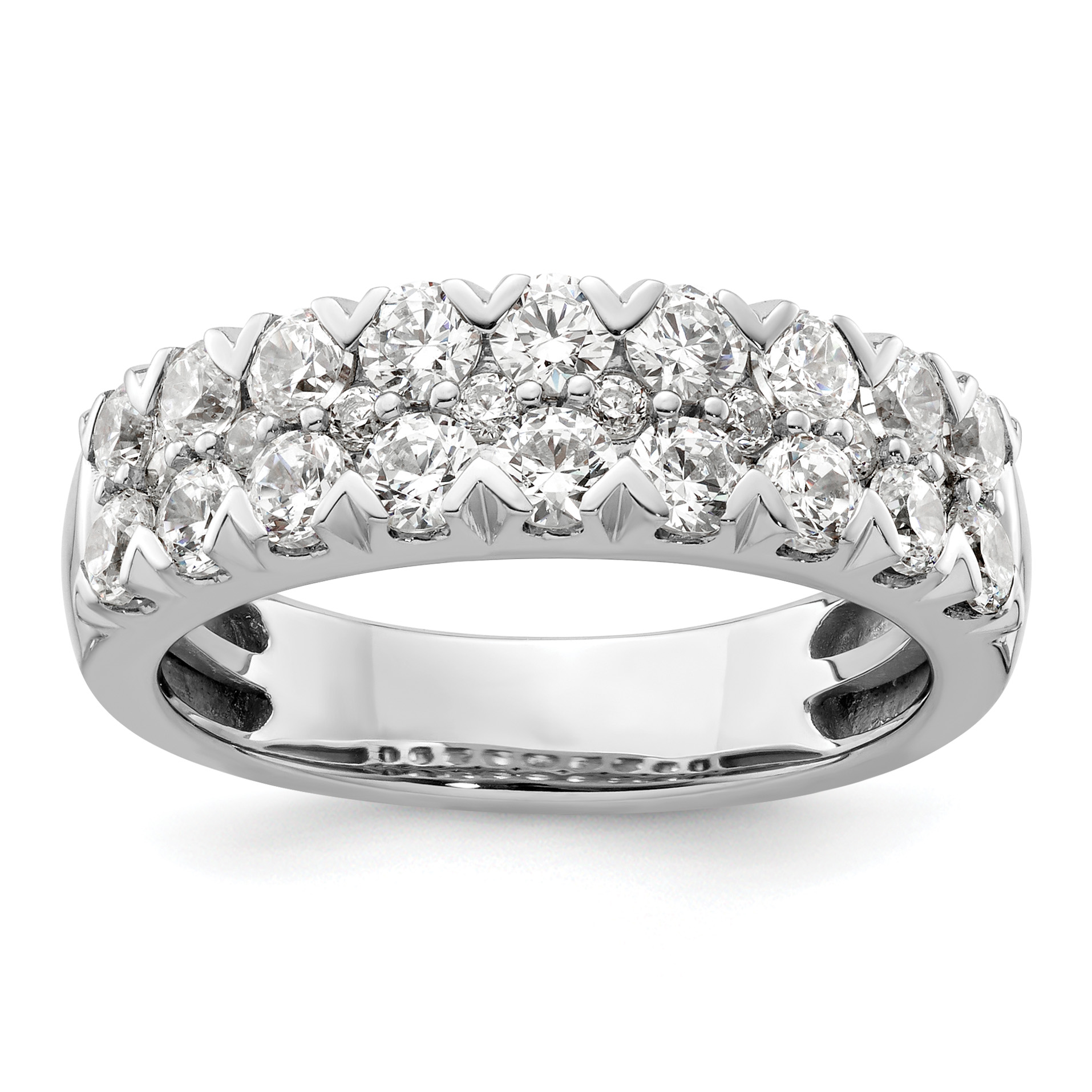 14k White Gold 1 1/2 carat Lab Grown Diamond VS/SI+ G+ Complete Double Row Fashion Band (RM8839-150-7WLG)