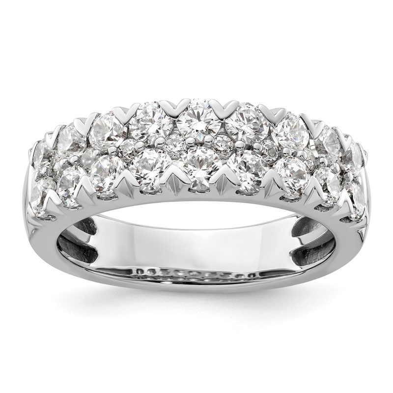 14k White Gold 1 1/2 carat Lab Grown Diamond VS/SI+ G+ Complete Double Row Fashion Band