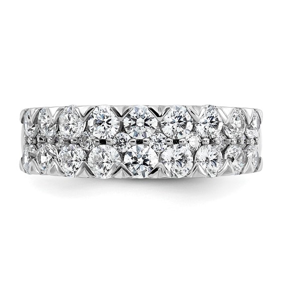 14k White Gold 2 carat Lab Grown Diamond VS/SI+ G+ Complete Double Row Fashion Band