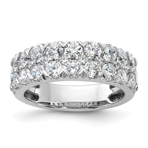 14K White Gold 2 Carat Lab Grown Diamond VS SI+ G+ Complete Double Row Fashion Band